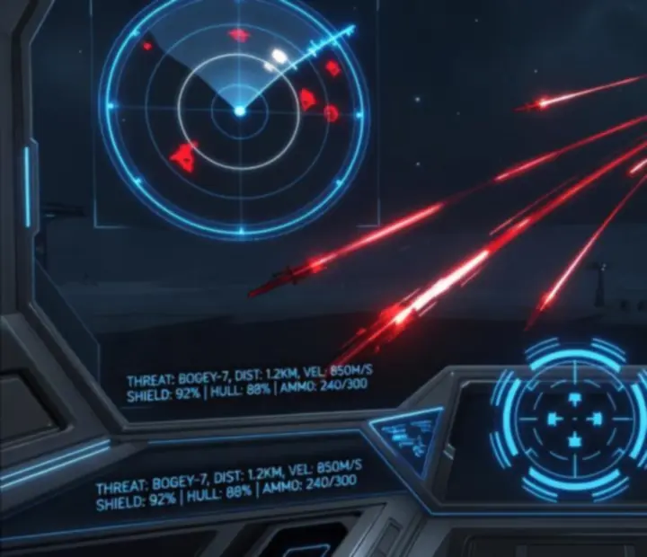 Interface de gameplay de Skylock Iron Halo montrant les villes à défendre et les trajectoires de missiles